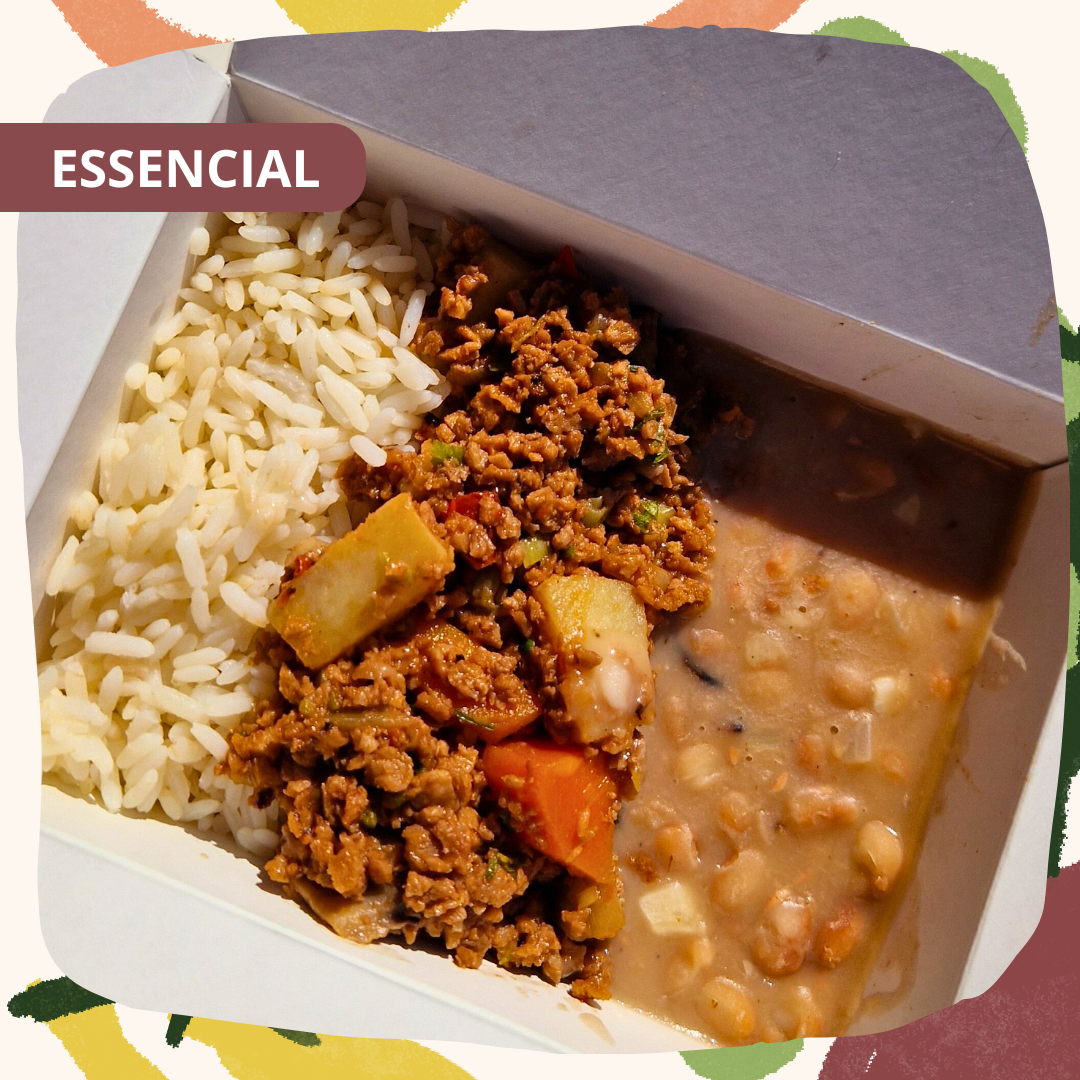 Brasileirinho de Carne com cenoura e curgete (arroz, feijão preto e carne picada com cenoura e curgete)
