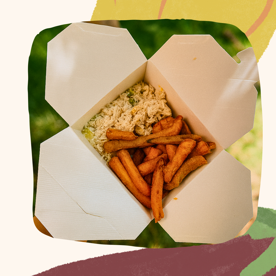 Frango ao creme de alho francês com batata doce assada com paprica e alecrim