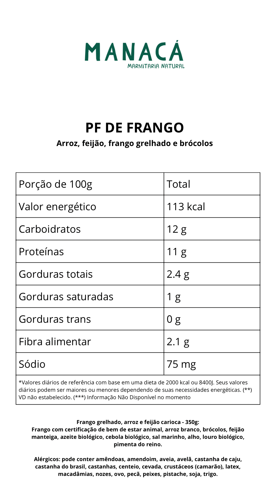 Brasileirinho de Frango (arroz, feijão e frango grelhado com brócolos)