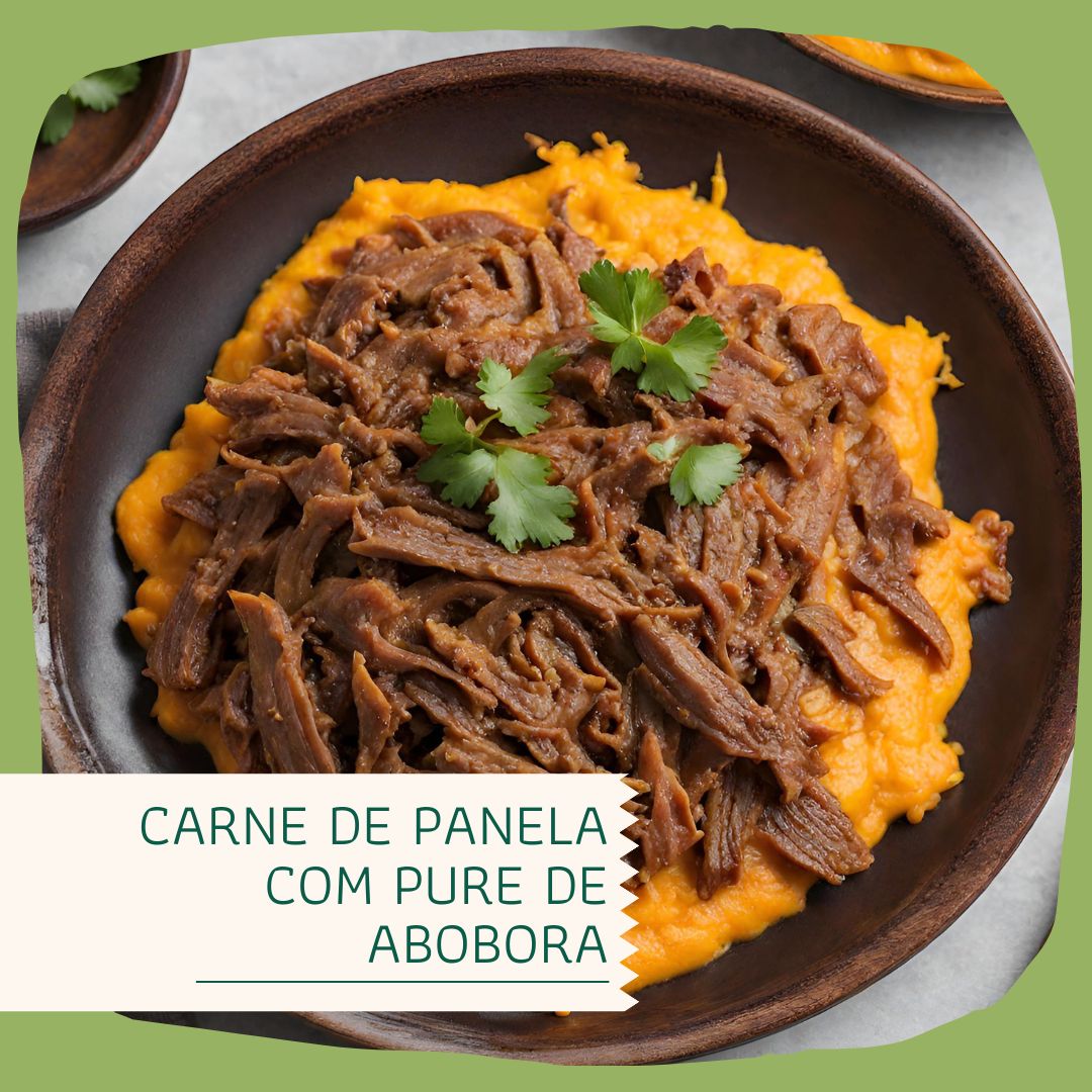 Carne desfiada com puré de abóbora