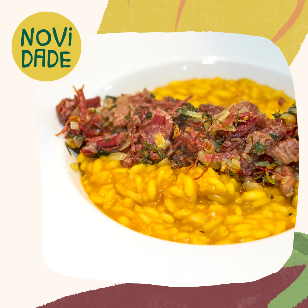 Arroz cremoso de abóbora assada com carne desfiada