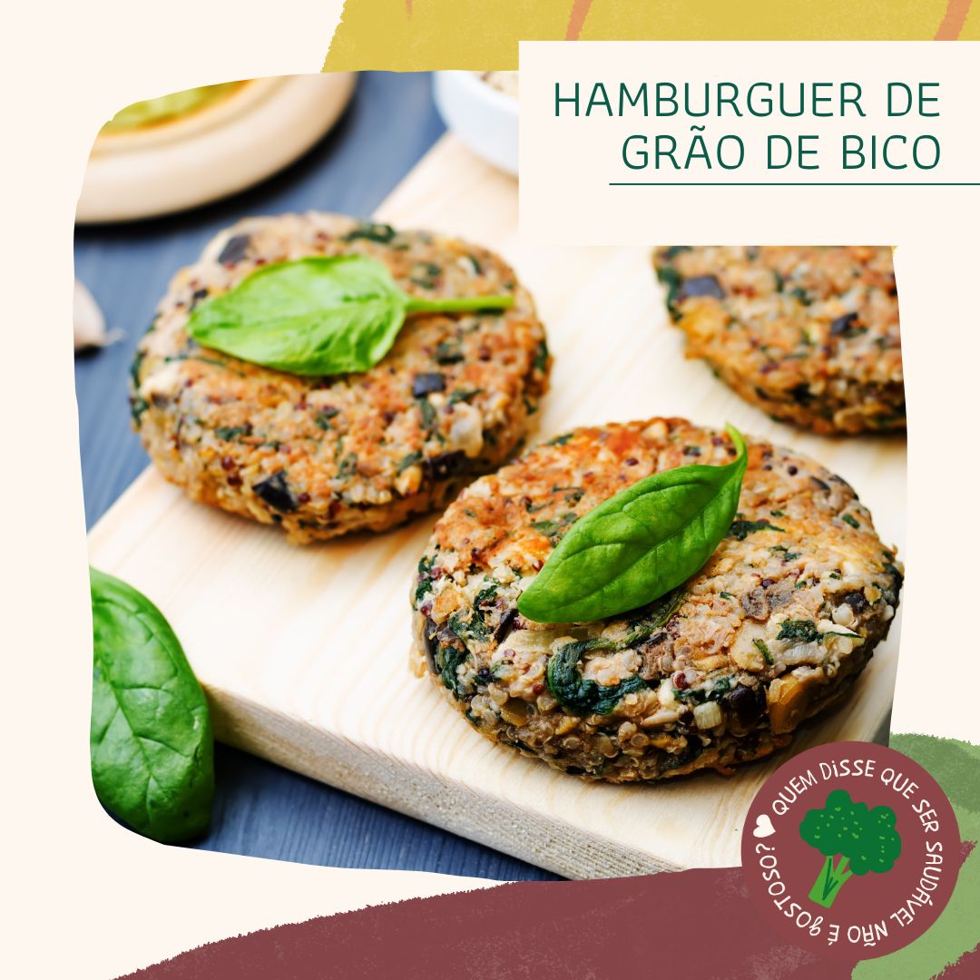 Hamburguer de grão de bico, arroz nutritivo integral e lentilha com tomate (vegan)