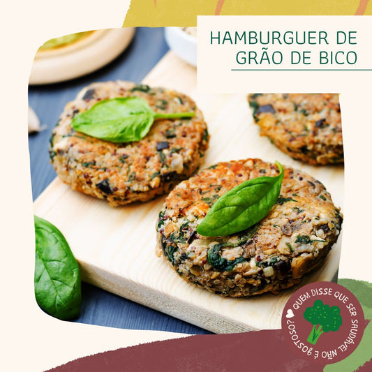 Hamburguer de grão de bico, arroz nutritivo integral e lentilha com tomate (vegan)
