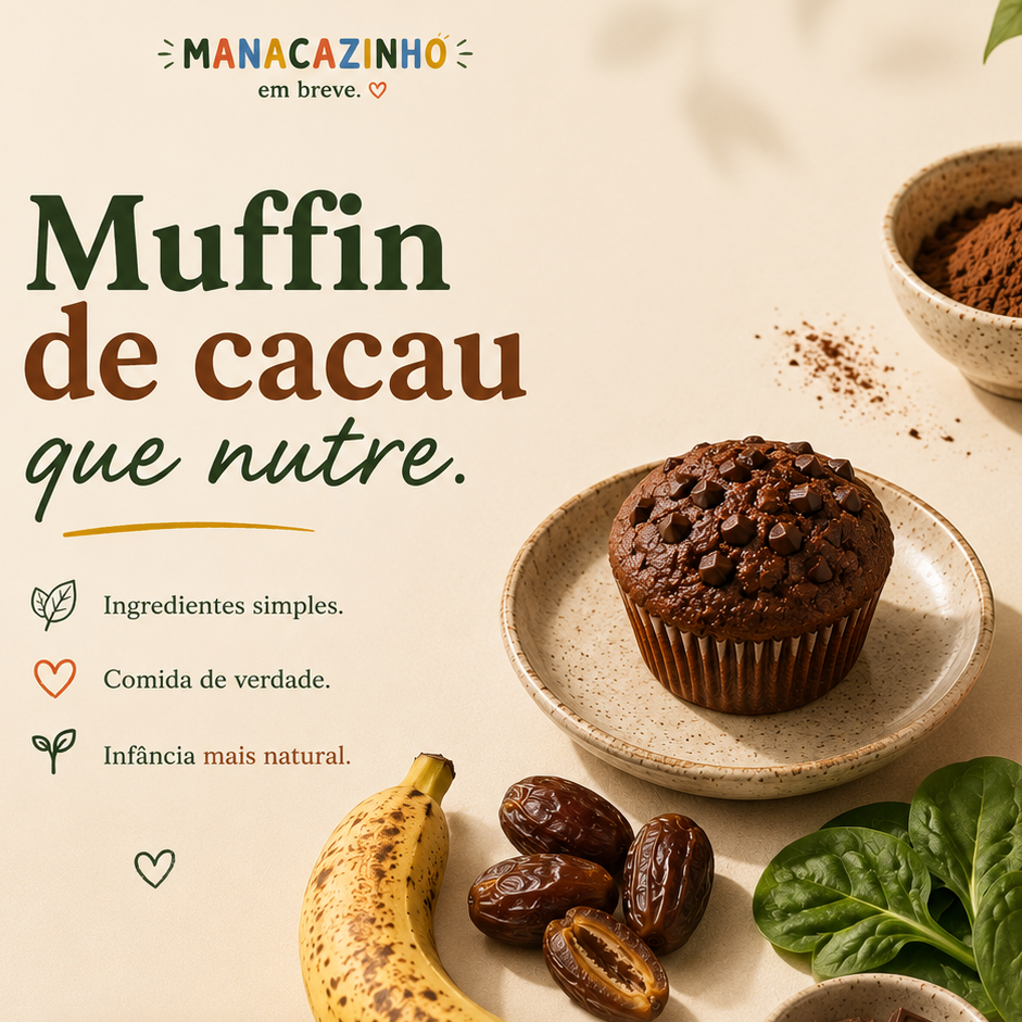 Muffin de cacau, tâmaras e banana (4 unid)