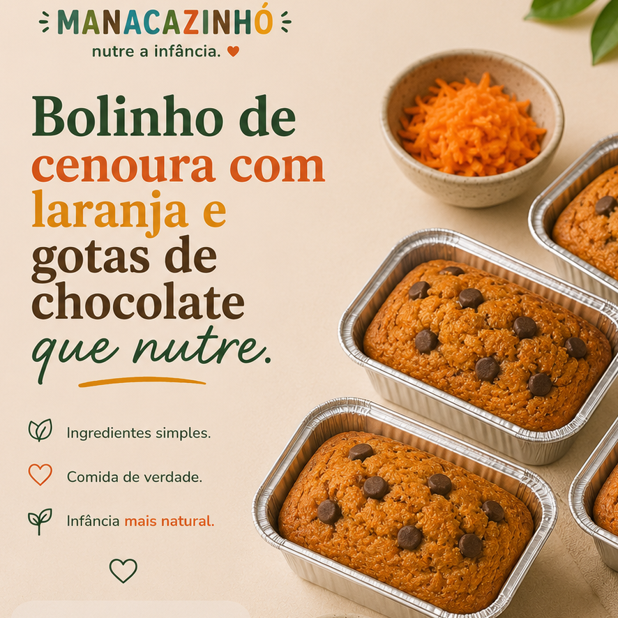 Bolinho de cenoura, laranja e chocolate - 4 unid