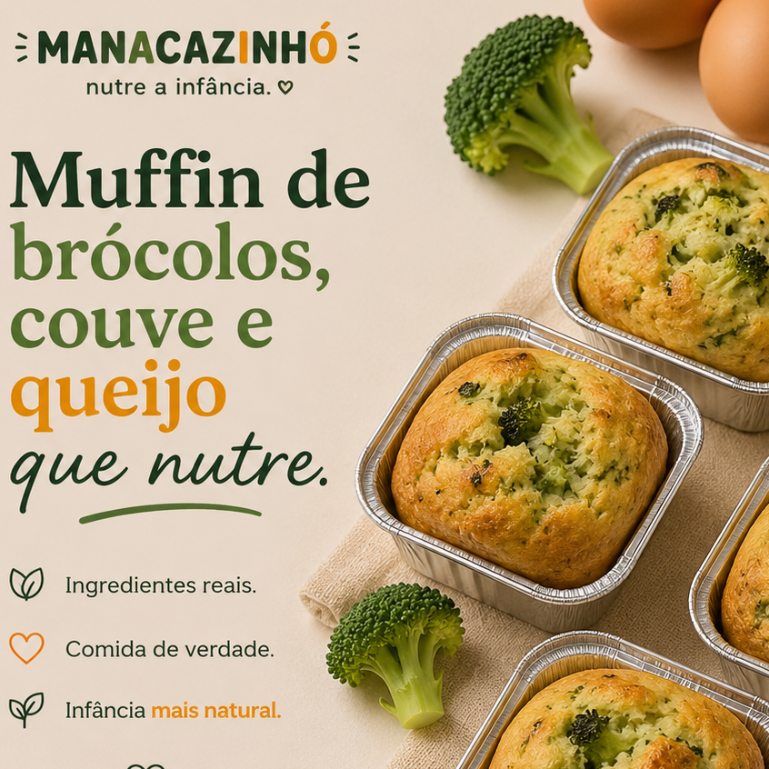 Muffin de brócolos, couve e queijo - 4 unid