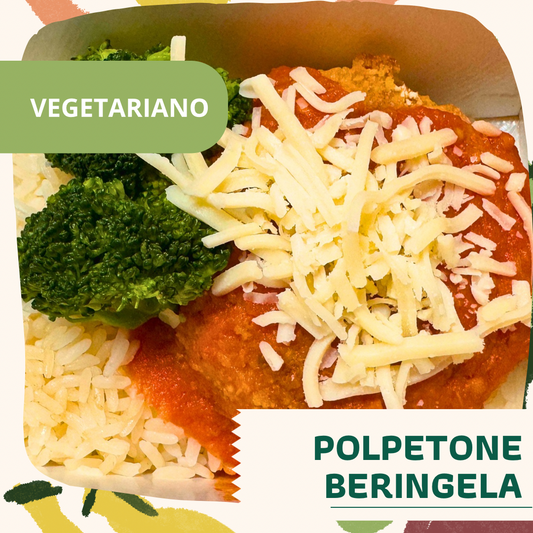 Polpetone de beringela, arroz colorido e brócolos - 350g