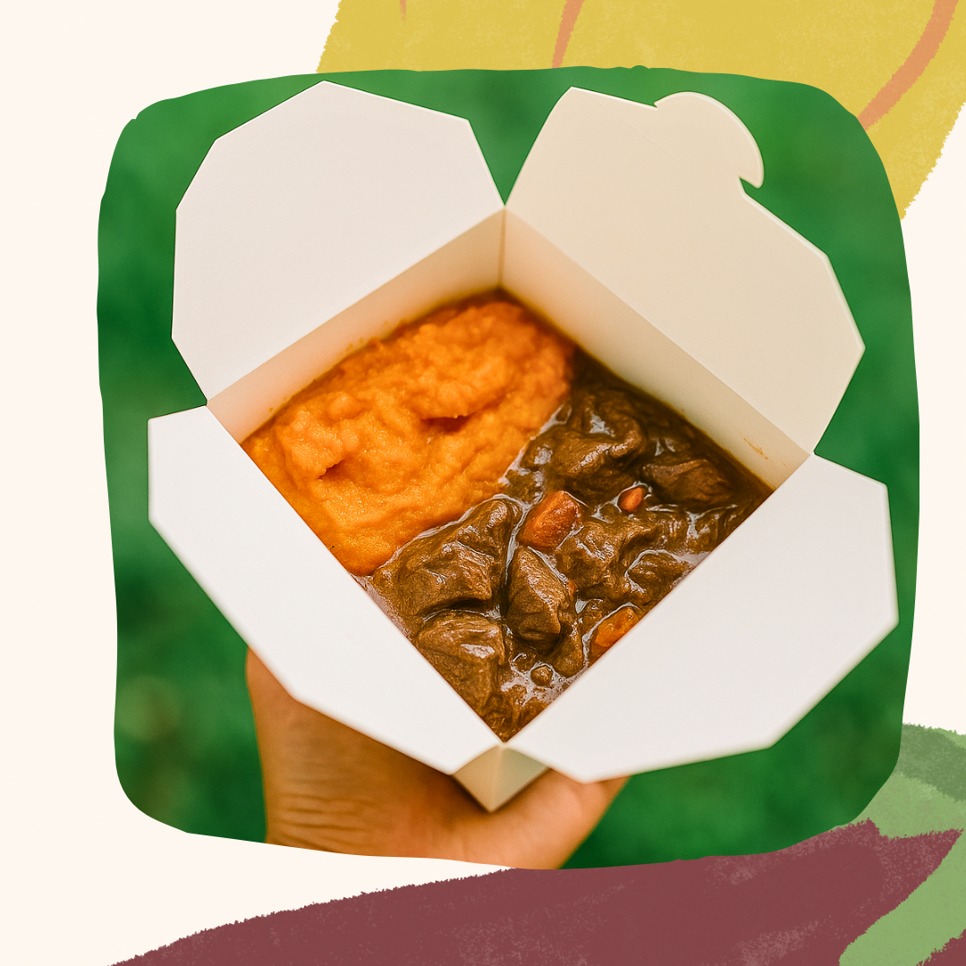 Carne de panela com puré de cenoura