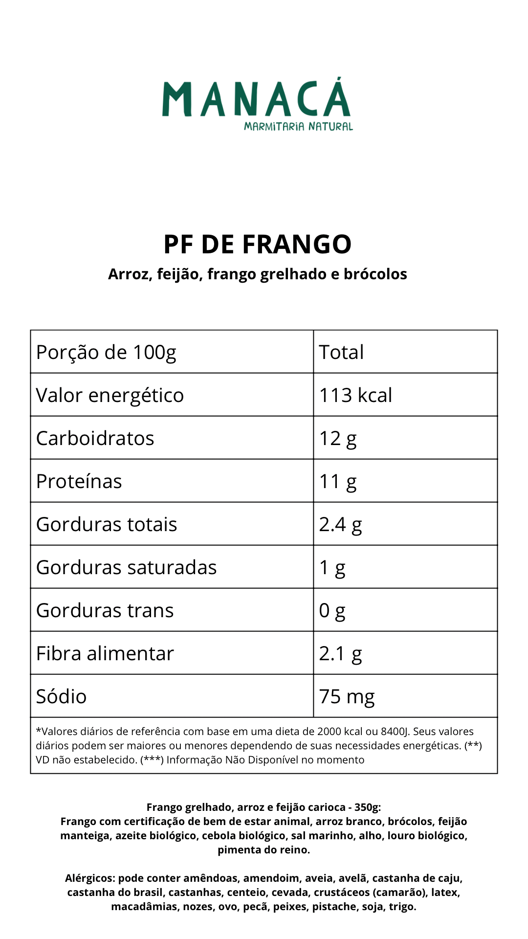 Brasileirinho de Frango (arroz, feijão e frango grelhado)