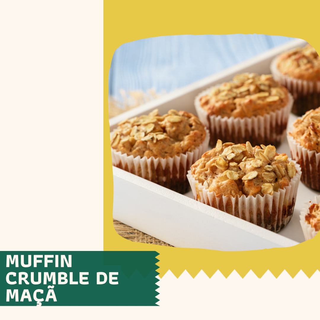 Muffin Crumble de Maçã, aveia e amêndoas