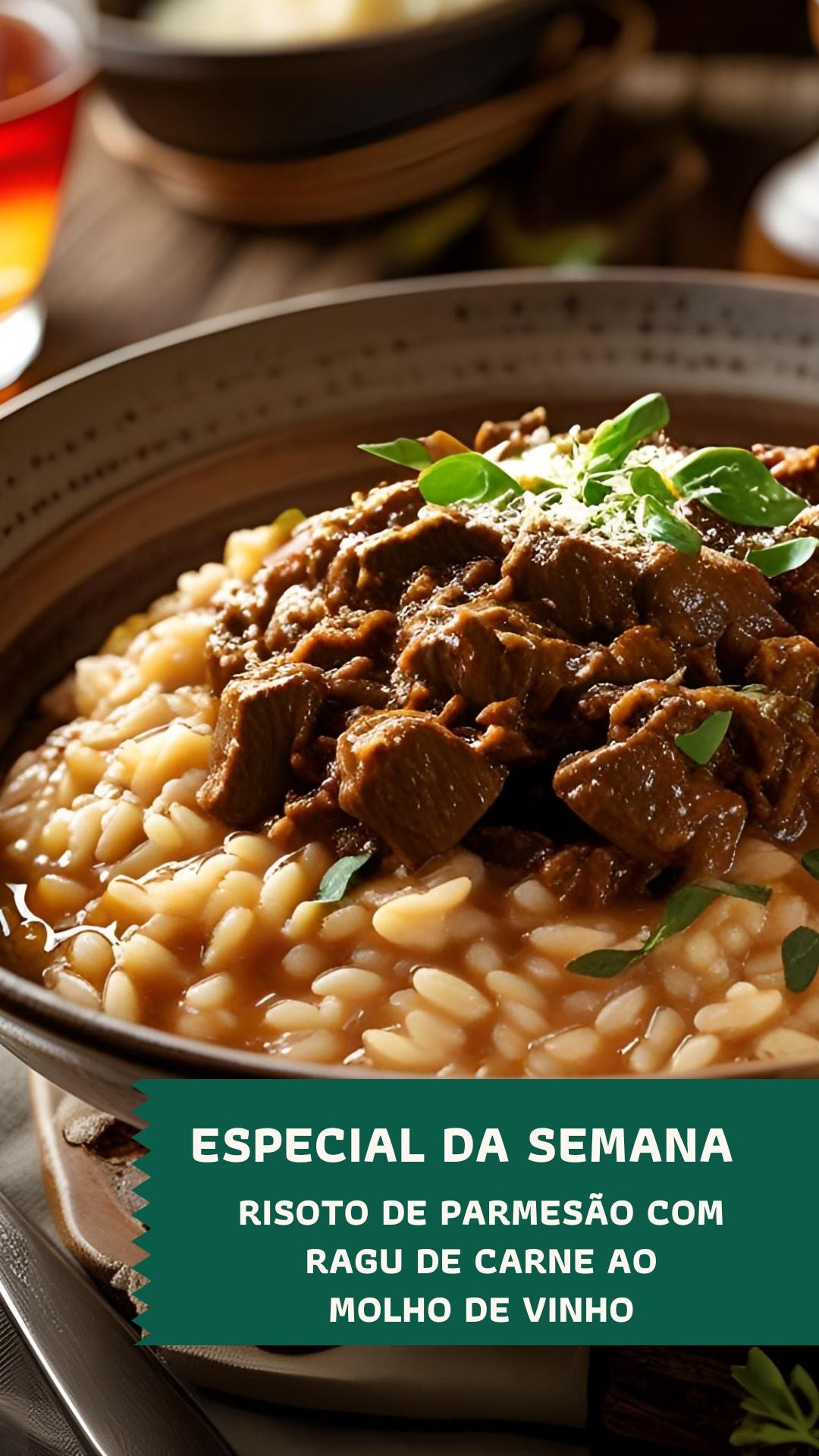 Risoto de Parmesão com Ragu de carne ao molho de cerveja Stout