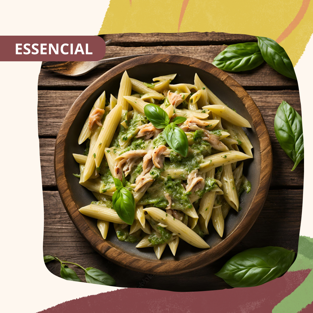 NOVO - Penne ao molho de espinafre com parmesão com frango grelhado