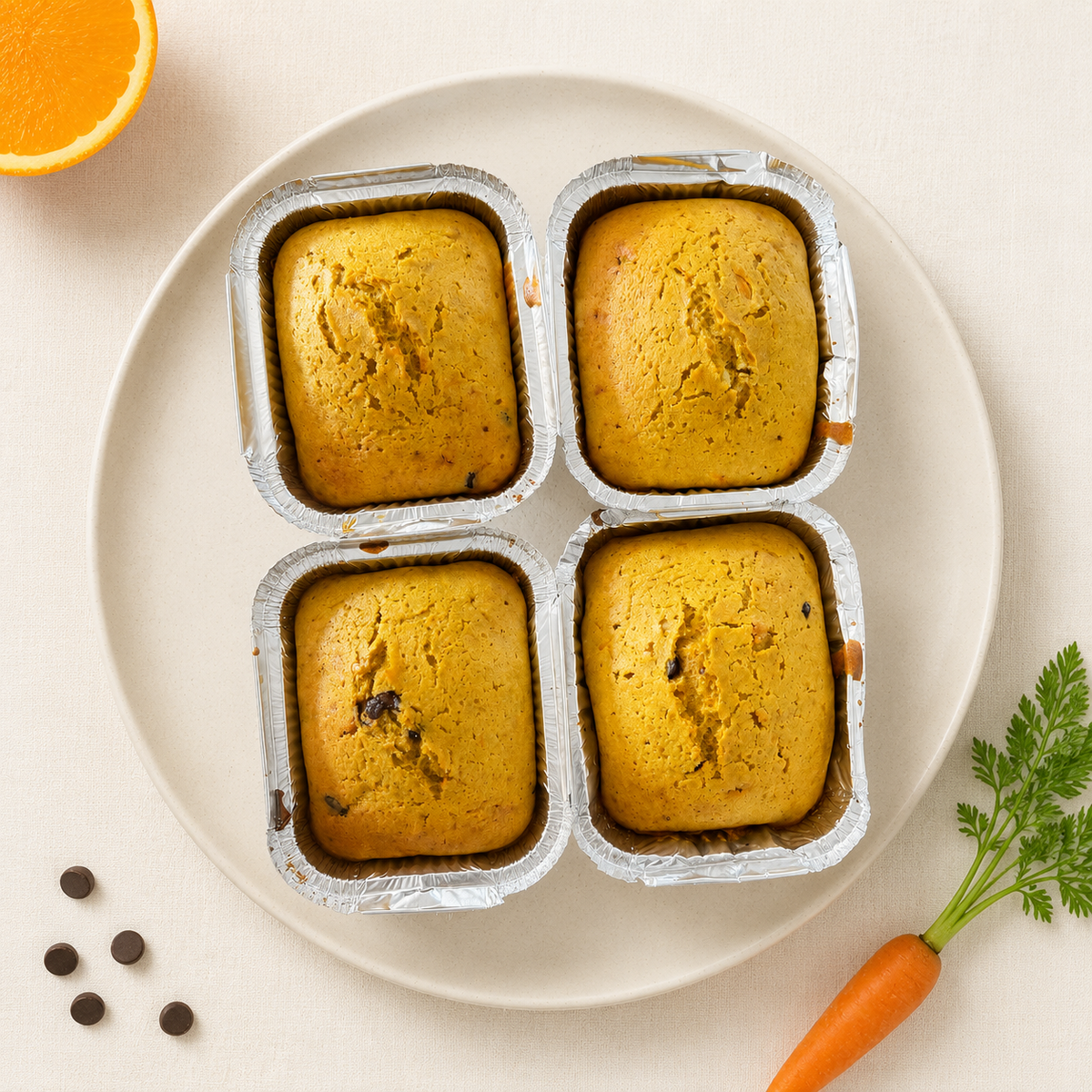 Bolinho de cenoura, laranja e chocolate - 4 unid