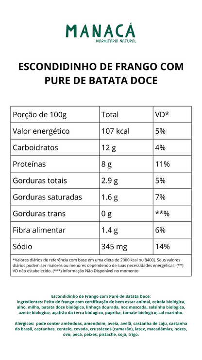 Escondidinho de frango com batata doce