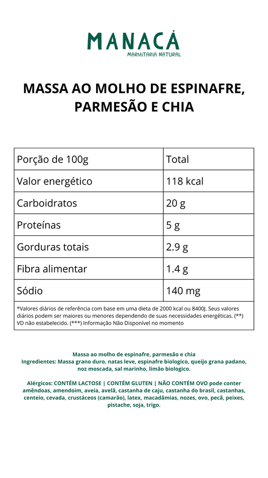 NOVO - Massa ao molho de espinafre e parmesao