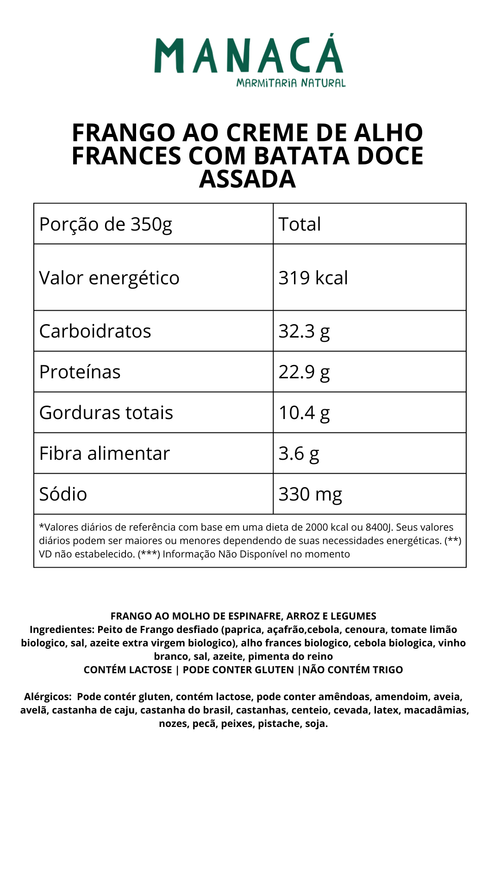 Frango ao creme de alho francês com batata doce assada com paprica e alecrim